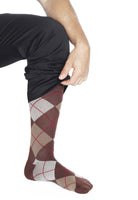 Compression Socks For Travel - REJUVA Argyle Chestnut 15 - 20mmHG - Soul Legs